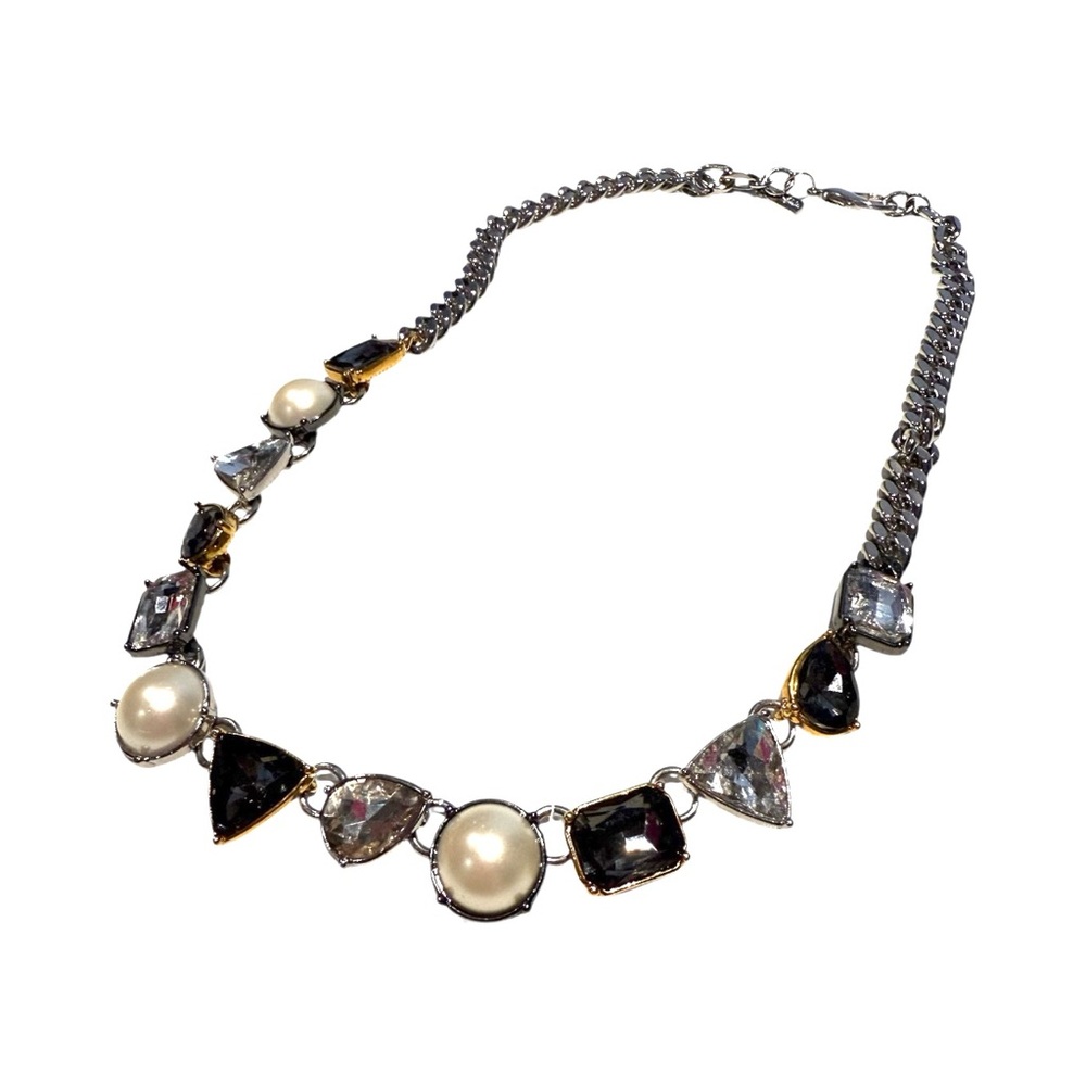 Lia Sophia Statement Necklace Mixed Gem & Pearl Accent Chunky Royalcore Glam